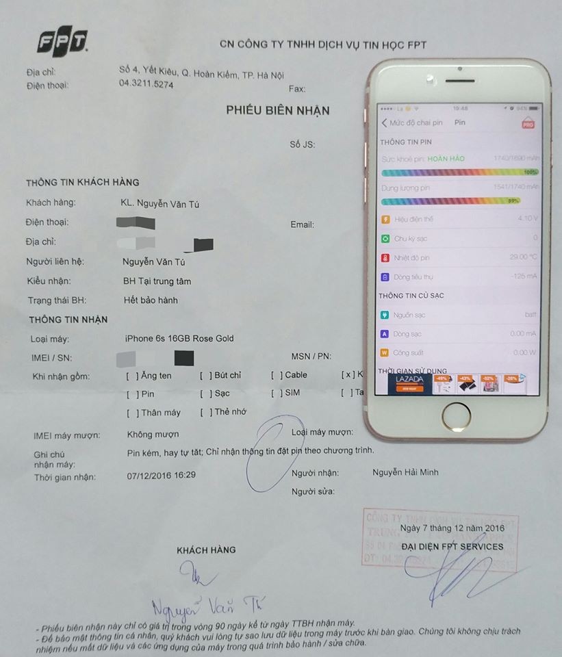 Mô tả FPT services kiểm tra và thay pin iPhone 6s lỗi ảnh 3