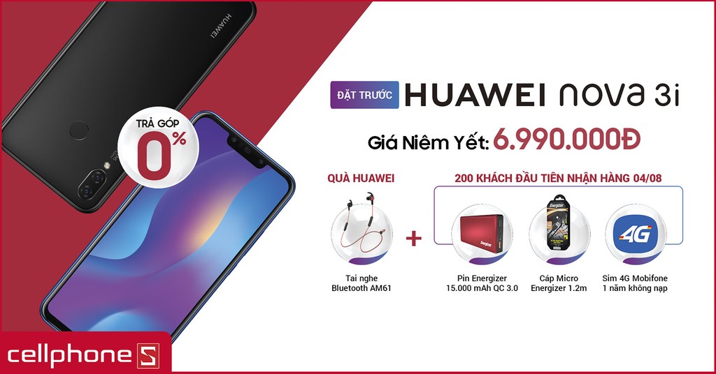 Đặt mua Huawei Nova 3i tại CellphoneS, nhận gói quà 3 triệu ảnh 1