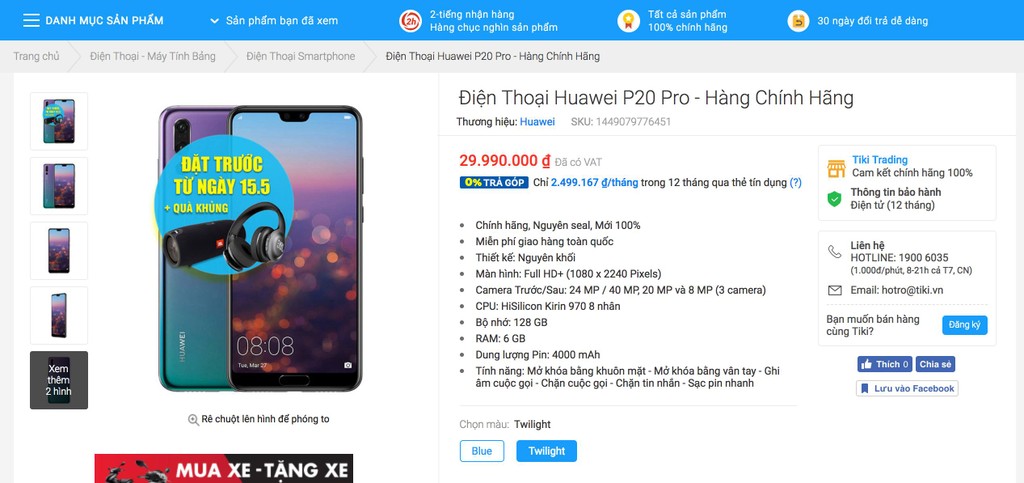 Lộ giá Huawei P20 Pro tại Việt Nam lên tới 29,9 triệu đồng ảnh 1