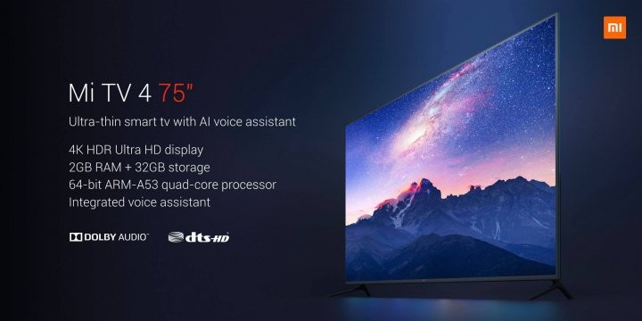 Xiaomi bổ sung Mi TV 4 75 inch: viền mỏng, độ phân giải 4K, có AI, giá 1.404 USD ảnh 4