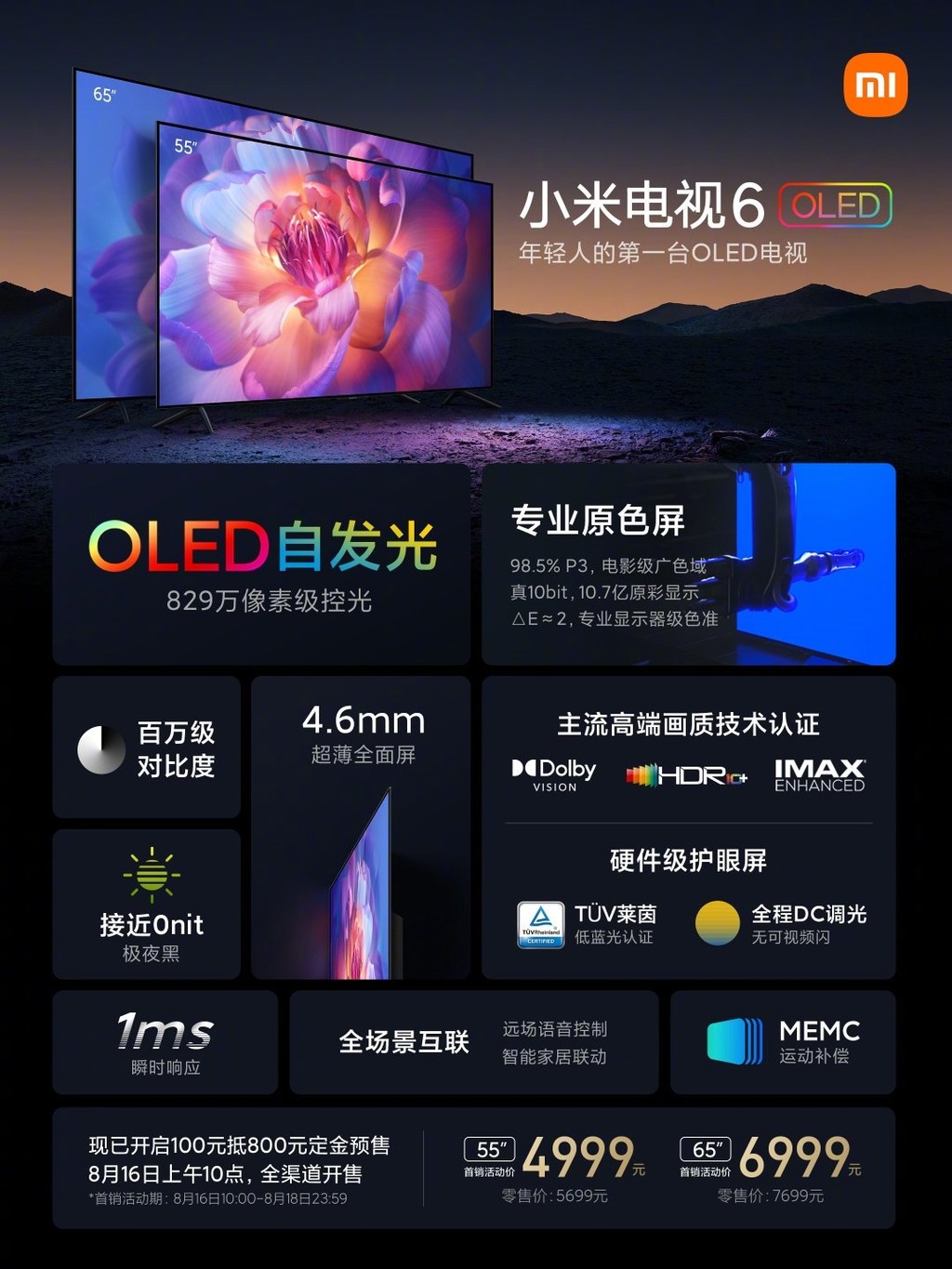 Xiaomi ra mắt Mi TV 6 OLED, giá từ 771 USD ảnh 2