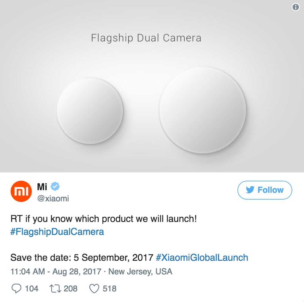 Xiaomi hé lộ Flagship Dual Camera, có thể là Mi MIX 2 ảnh 2