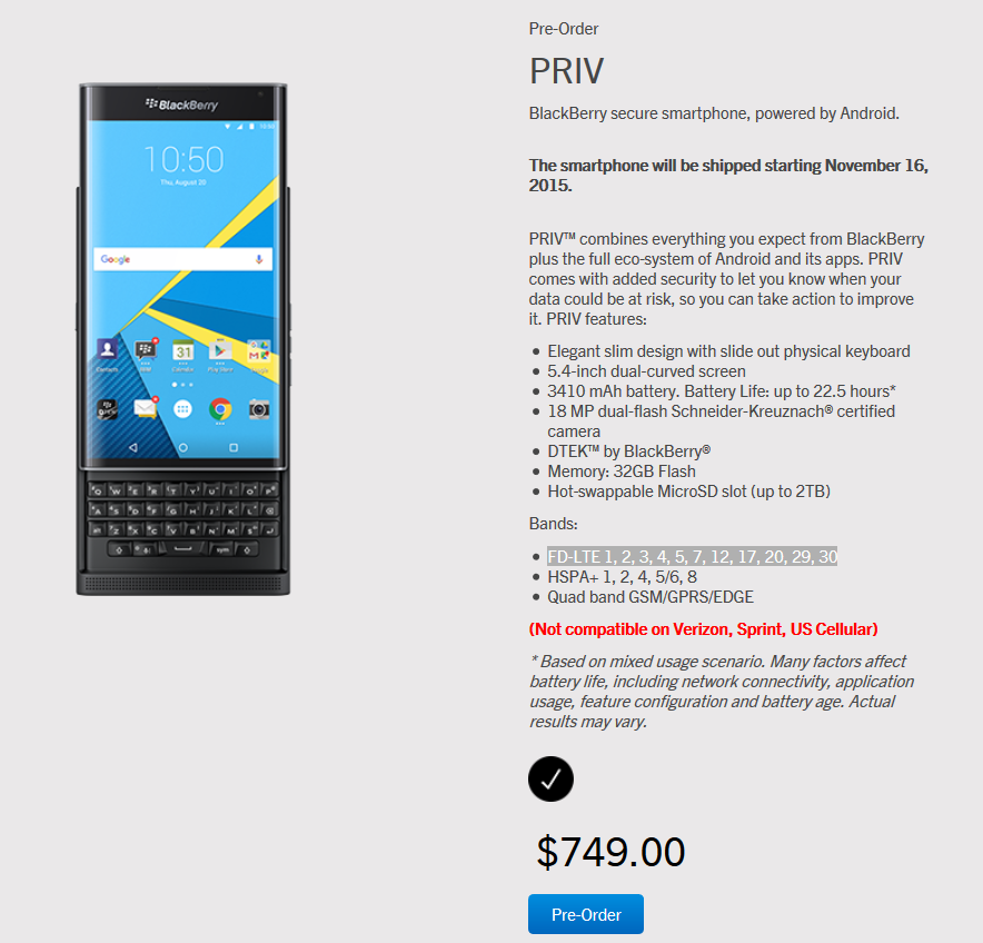 BlackBerry bất ngờ bán Priv từ 16/11 giá 749USD ảnh 2