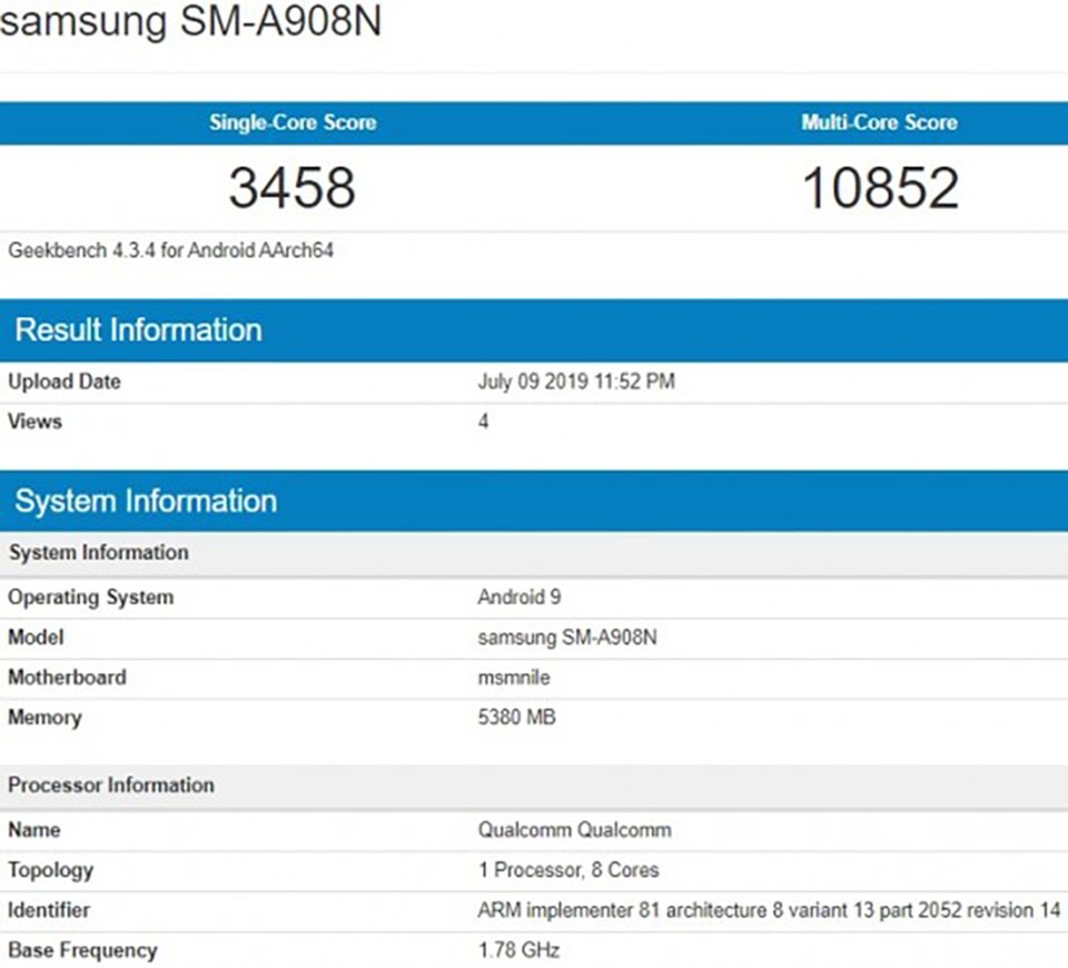 Galaxy A90 5G dùng chip Snapdragon 855 đạt điểm số khủng trên Geekbench ảnh 2