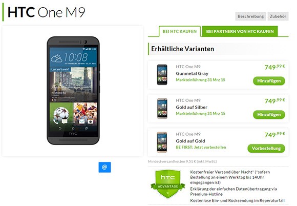 HTC One M9 có giá tới 750 euro tại châu Âu ảnh 2