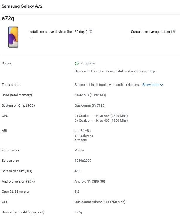 Samsung A72 4G được xác nhận tích hợp Snapdragon 720 ảnh 1