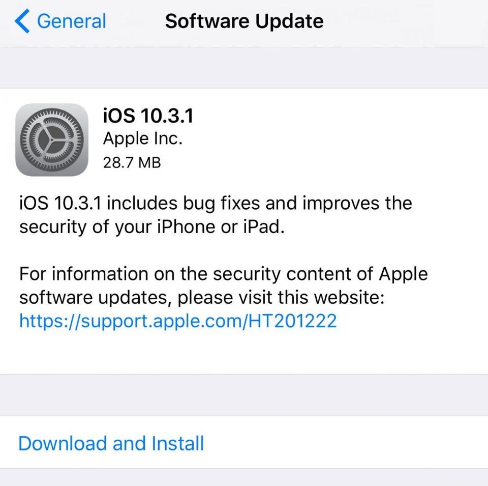 Apple đột ngột tung ra bản vá lỗi iOS 10.3.1 ảnh 2