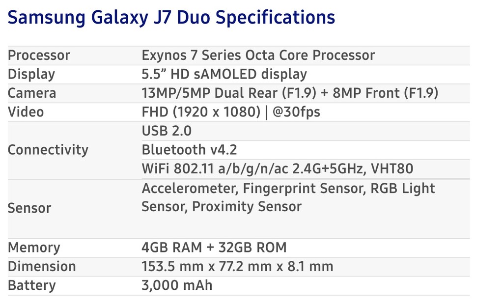 Galaxy J7 Duo ra mắt: pin thay thế được, camera kép ảnh 3