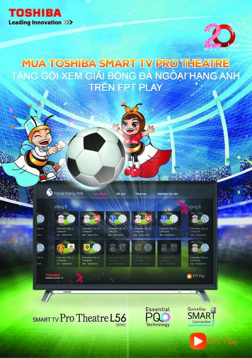 Mua Toshiba Smart Tivi xem giải ngoại hạng Anh miễn phí ảnh 1