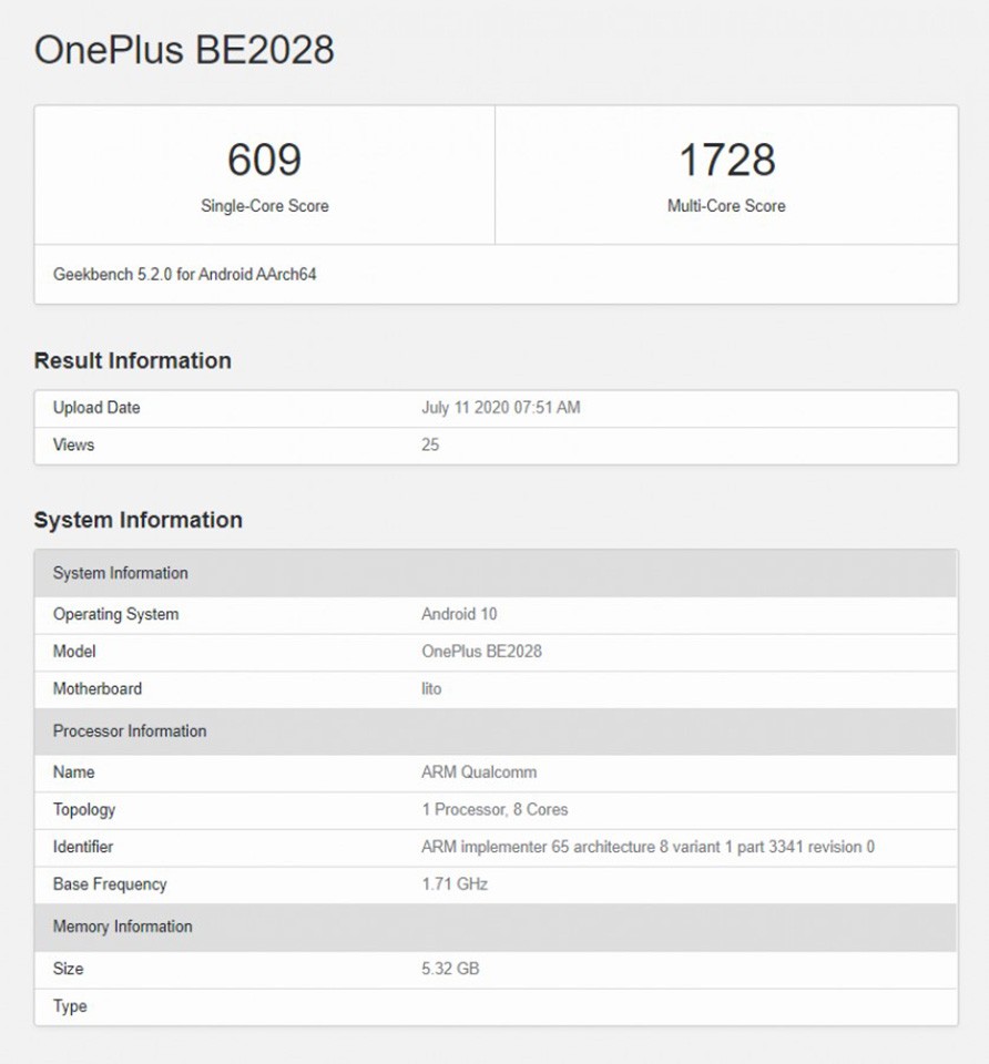OnePlus Nord và Nord Lite đều lộ điểm trên Geekbench ảnh 3
