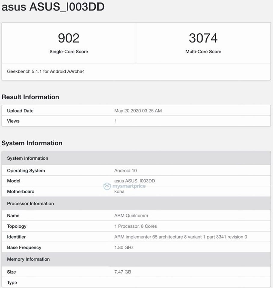 ASUS ROG Phone 3 xuất hiện trên Geekbench với chip Snapdragon 865 ảnh 1