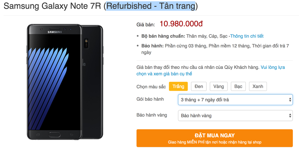 Galaxy Note 7R refurbished xách tay giá từ 11 triệu ảnh 2