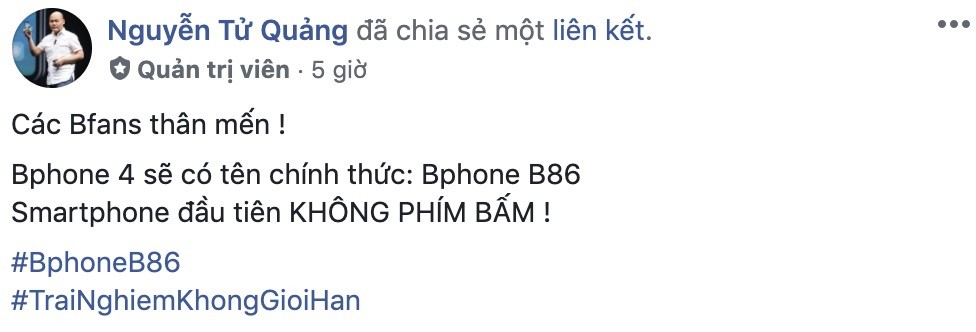 Tên gọi của Bphone mới sẽ là Bphone B86, không nút bấm ảnh 1