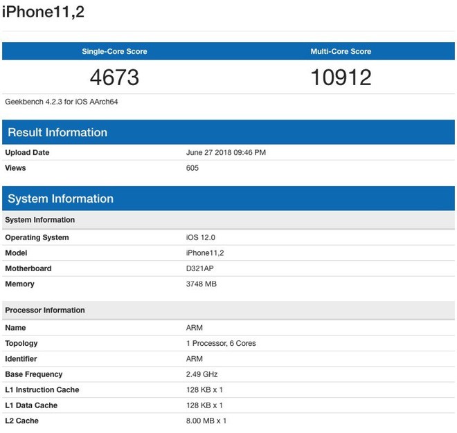 Xuất hiện điểm benchmark 'cao ngất ngưởng' được cho là của iPhone X Plus ảnh 3