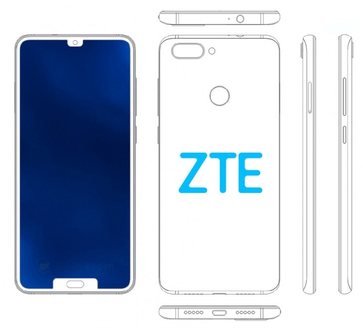 ZTE đăng ký bản quyền thiết kế smartphone đặt phím Home trong tai thỏ khá “dị“ ảnh 1