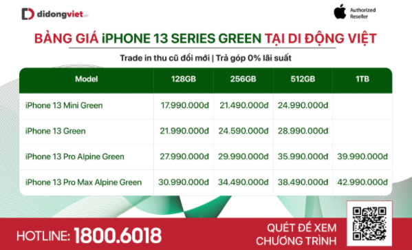 iPhone 13 series màu xanh lục chính thức lên kệ tại Việt Nam, giá chính thức từ 18 triệu ảnh 2
