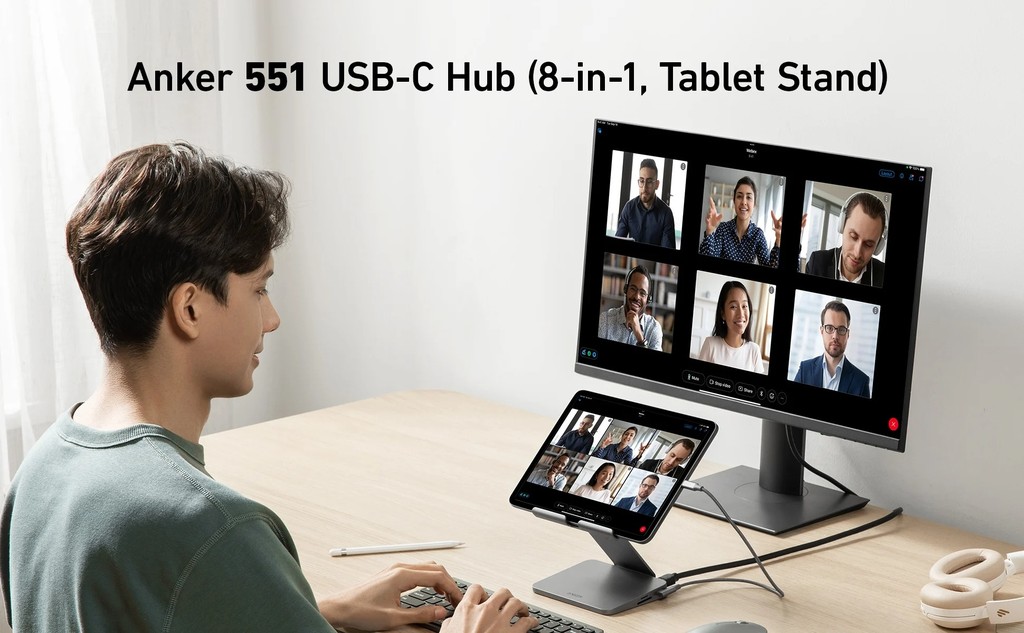 Hub USB-C 8 trong 1 mới nhất của Anker thiết kế như giá đỡ cho tablet ảnh 2