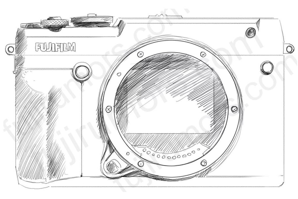 Bản vẽ tay tiết lộ thiết kế của máy ảnh Fujifilm GFX 50R ảnh 1