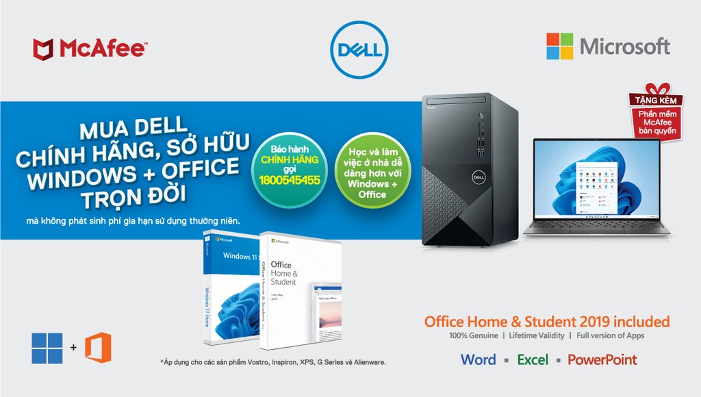 Dell tích hợp bản quyền Windows 11 và Microsoft Office vào các sản phẩm máy tính cá nhân tại Việt Nam ảnh 1