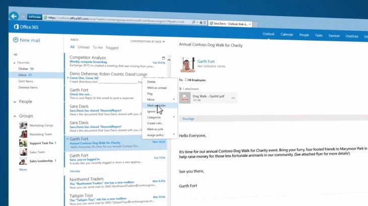 Microsoft ra mắt Clutter trợ thủ mới trên Office 365 ảnh 1