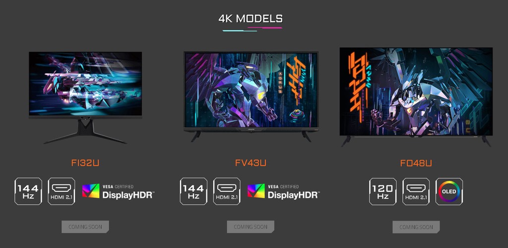 Gigabyte công bố ba màn hình chơi game có HDMI 2.1, kích cỡ TV ảnh 2