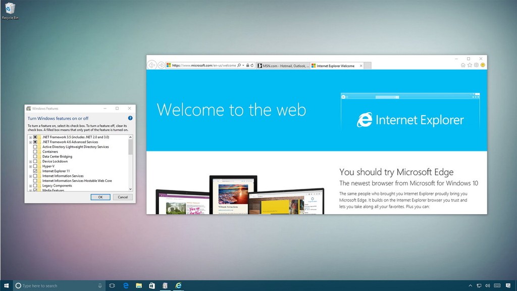 loại bỏ Internet Explorer ra khỏi Windows 10