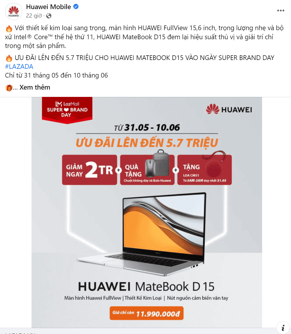 Huawei MateBook D 15 giảm giá sốc chỉ còn 11,9 triệu đồng ảnh 2