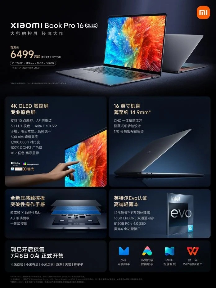 Xiaomi Book Pro 14/16 2022 ra mắt: màn hình OLED, chip Intel gen 12 ảnh 4