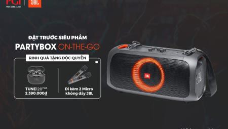 Đặt trước loa JBL PartyBox On-The-Go “rinh” cặp mic không dây và tai nghe true wireless