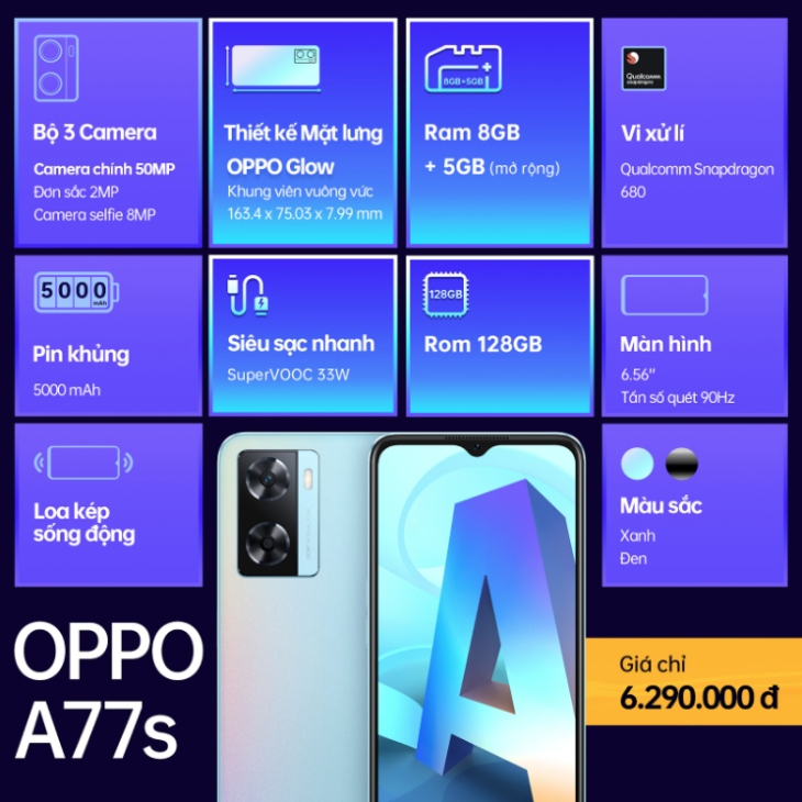OPPO ra mắt A77s: Thiết kế thời thượng và khả năng xử lý đa tác vụ nhanh chóng giá 6,3 triệu ảnh 6